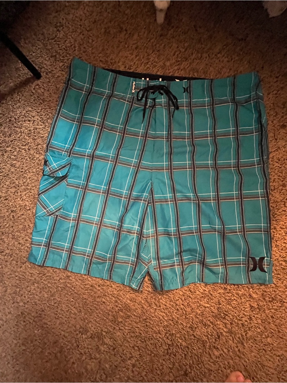 Hurley Phantom Board Shorts Men's Teal Plaid Swim Trunks - Brand: - Picture 2 of 6